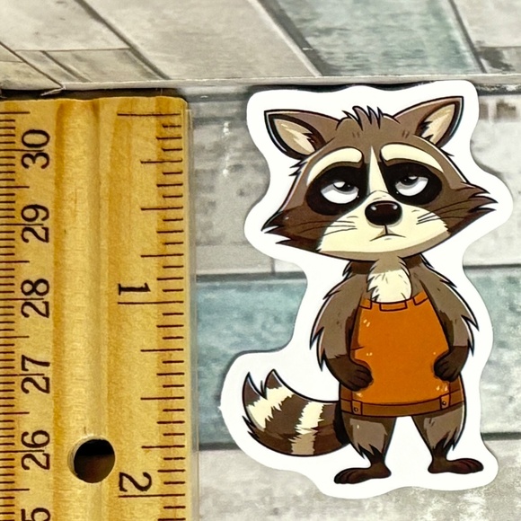 🌀10/$10🌀 Cartoon Raccoon Reusable Waterproof Vinyl Sticker Decal - Picture 1 of 1